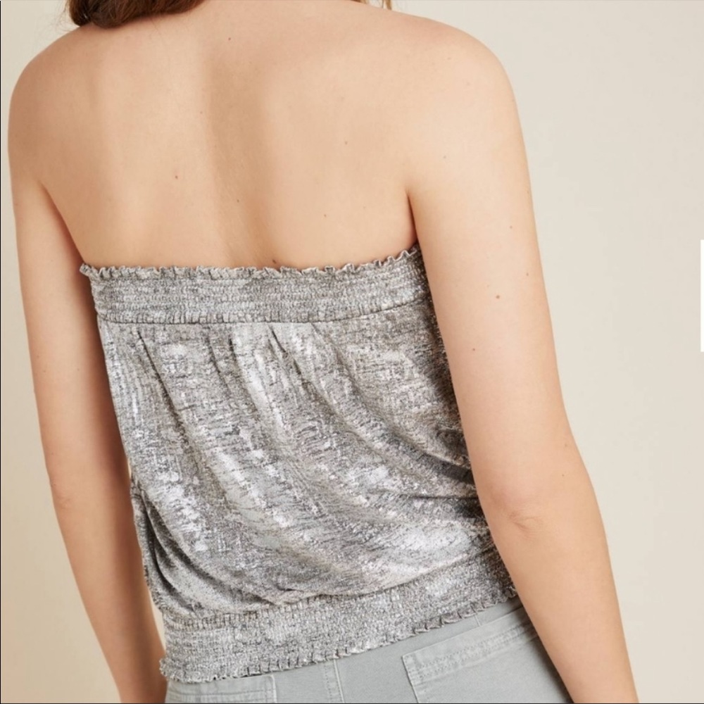 Anthropologie Maiah Silver Shimmer Tube Top NWT - Picture 3 of 8